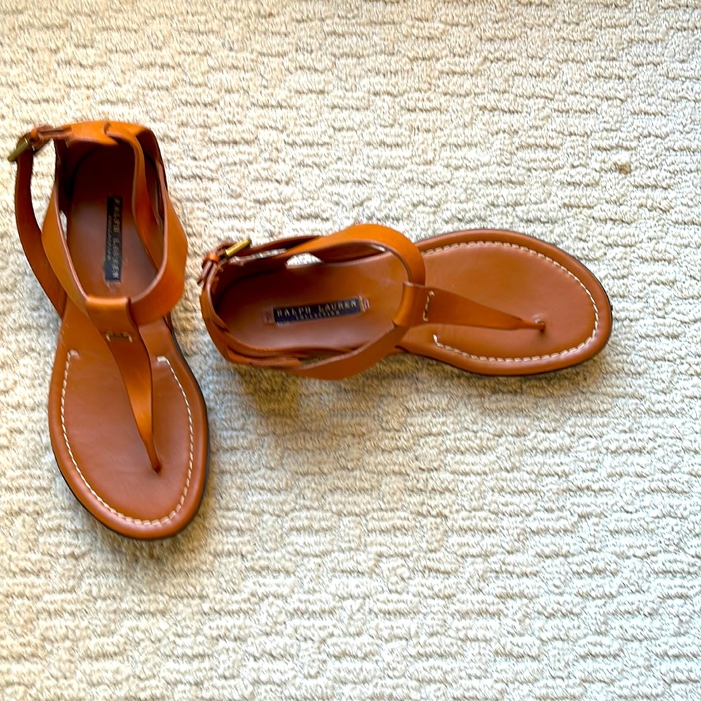 Ralph Lauren Collection Tan Leather Sandals